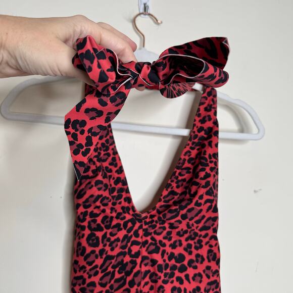 Zimmermann Sculpt Tie Halter Neck One Piece Swimsuit Red Leopard NWT Size 2-4 XS - Picture 4 of 11